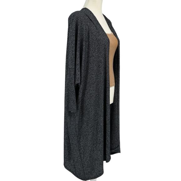 She + Sky Cardigan Sweater WMNS XL Gray/Black Marled Open Fron Tunic Ribbed - Picture 3 of 8